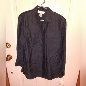 Women's Jones New York Silk Blouse, Navy, NWT